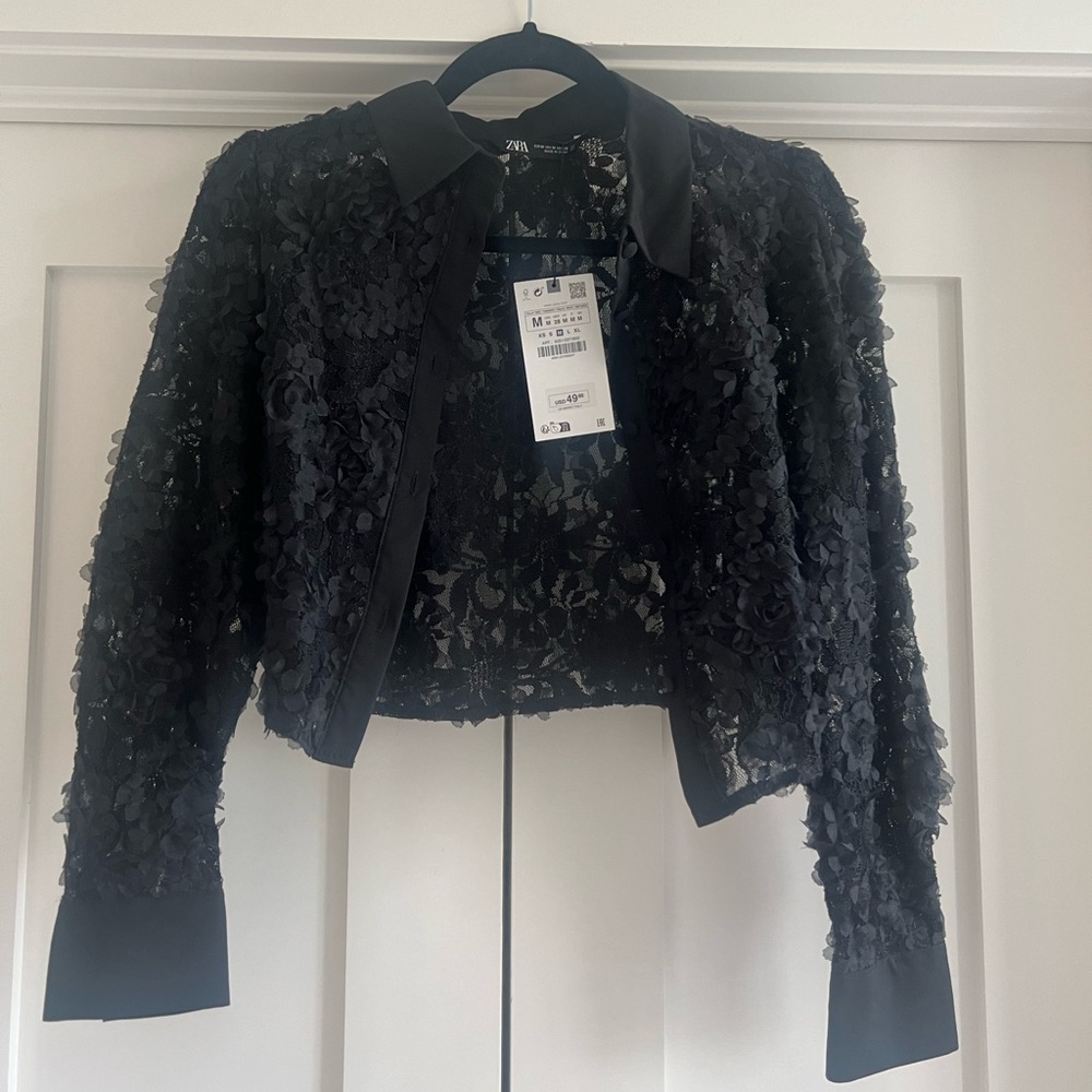 NWT Zara Crop Collared Jacket